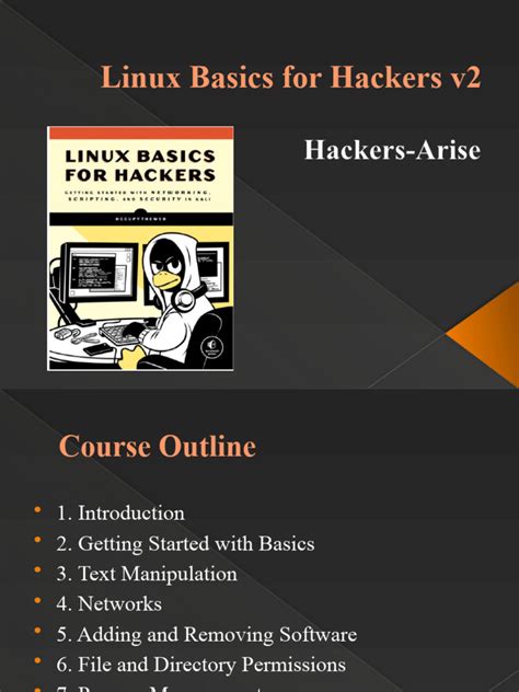 This practical, <b>tutorial</b>-style book uses the Kali <b>Linux</b> distribution to teach <b>Linux</b> <b>basics</b> with a focus on how <b>hackers</b> would use them. . Linux basics for hackers v2